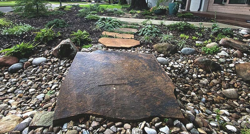 Dry Stream Bed And Flagstone Stonework